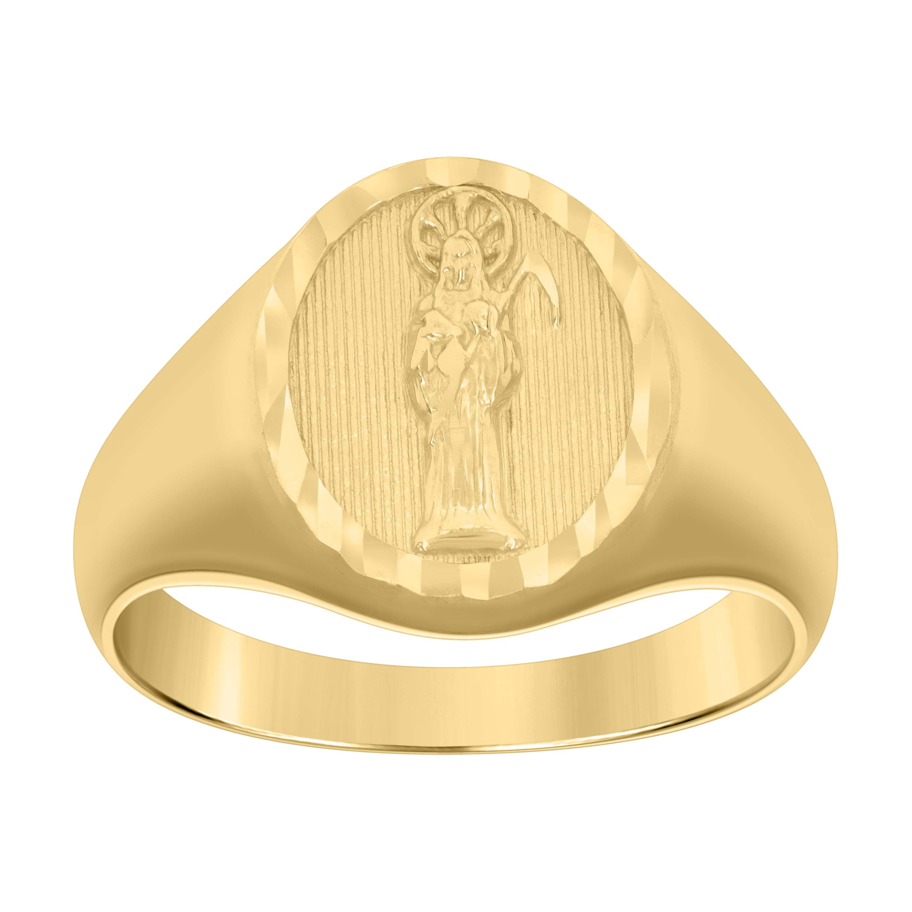 10K Yellow Gold Men's D/C 14.5mm Oval Angel of Death Grim Reaper Pinky — free download