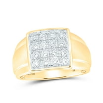 10K Yellow Gold Men's Round Diamond Square Ring 1ctw, Men's Size: 7-13
