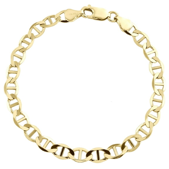 10K Yellow Gold Mens 6mm Plain Solid Anchor Mariner Link Bracelet 8 Inches
