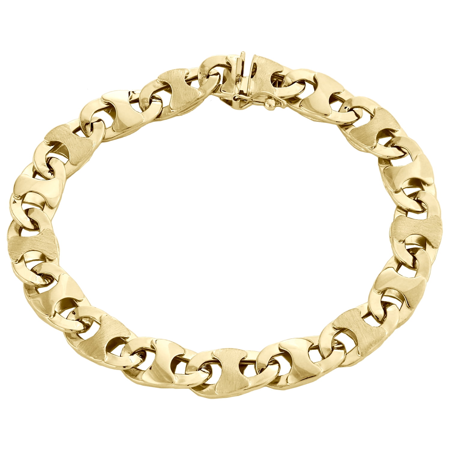 10K Yellow Gold Mens Diamond Cut 9mm Puff Gucci Link Bracelet