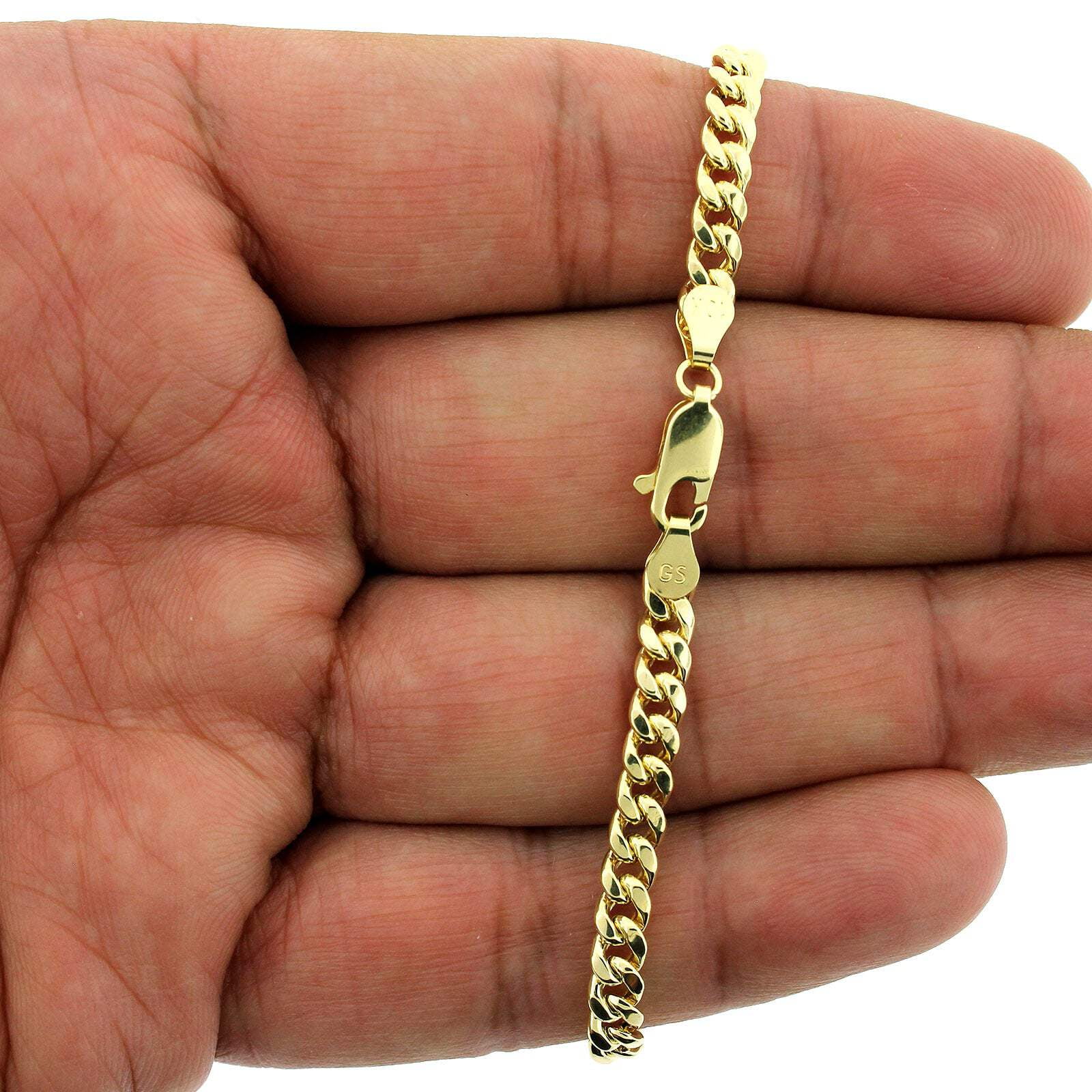 JEWELZKING 10K Yellow Gold Mens Miami Cuban Link Bracelet 5MM 8" Inch Lobster Lock