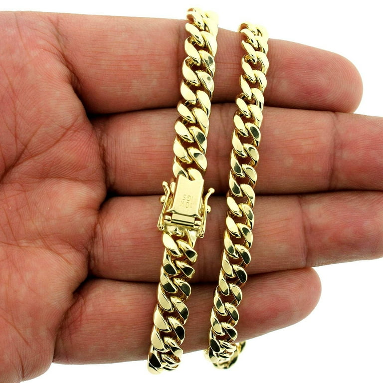 10K Yellow Gold Mens Miami Cuban Link Bracelet 8MM 8