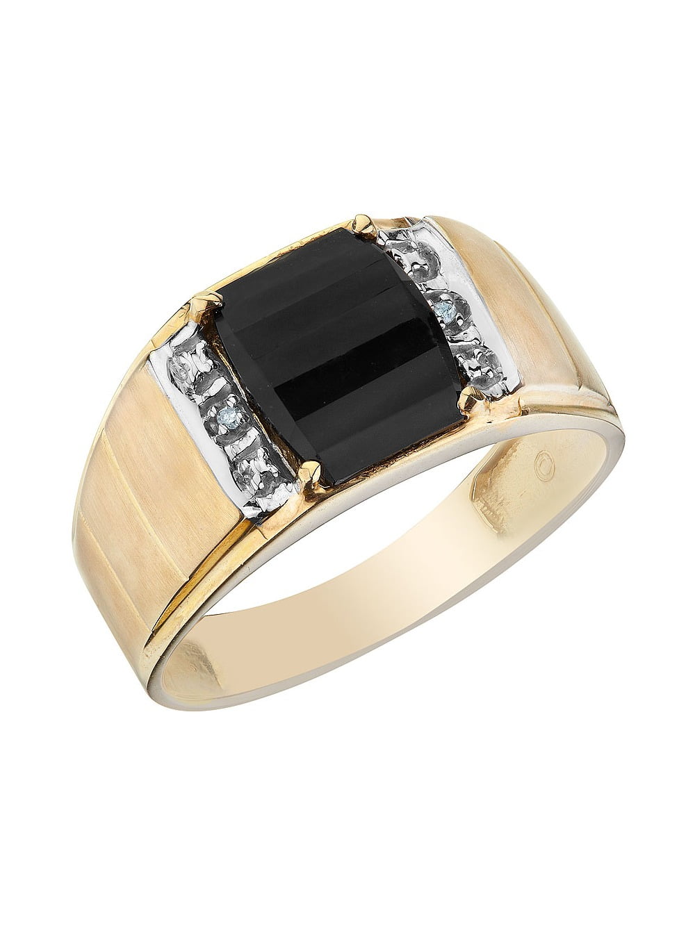 Gem Stone King Men’s Birthstone Ring – Sterling Silver & 10K Gold, Black Diamonds, Sizes 7-13