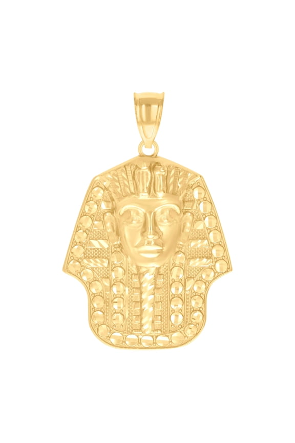 10K Yellow Gold Mens Pharaoh Egyptian Charm Pendant