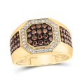 thumbnail image 1 of 10K Yellow Gold Mens Round Brown Diamond Octagon Ring 1-1/5 Cttw, Mens Size: 7-13, 1 of 1