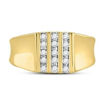 10K Yellow Gold Mens Round Channel-set Diamond Triple Row Wedding Band Ring 1/4 Cttw, Mens Size: 7-13