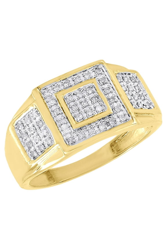 10K Yellow Gold Mens Round Cut Diamond Pinky Ring Pave Fashion Band 0.25 Ct.