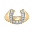 thumbnail image 1 of 10K Yellow Gold Mens Round Diamond Lucky Horseshoe Ring 1/20 Cttw, Mens Size: 7-13, 1 of 4