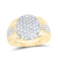 thumbnail image 1 of 10K Yellow Gold Mens Round Diamond Oval Cluster Ring 1 Cttw, Mens Size: 7-13, 1 of 1