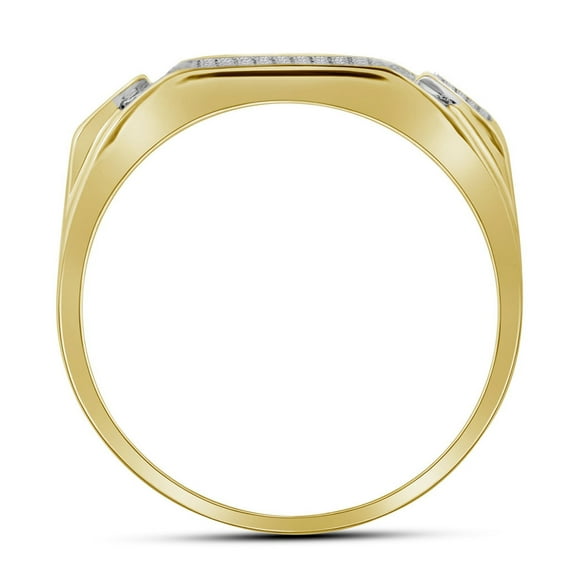 10K Yellow Gold Mens Round Diamond Rectangle Cluster Ring 1/2ctw, Mens Size: 7-13
