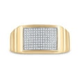 thumbnail image 1 of 10K Yellow Gold Mens Round Diamond Ribbed Rectangle Cluster Ring 1/4 Cttw, Mens Size: 7-13, 1 of 1