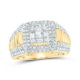 thumbnail image 1 of 10K Yellow Gold Mens Round Diamond Square Ring 1-1/2 Cttw, Mens Size: 7-13, 1 of 1