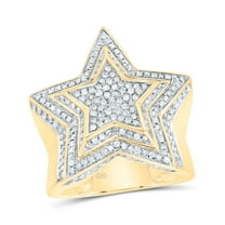 10K Yellow Gold Mens Round Diamond Star Ring 7/8 Cttw, Mens Size: 7-13