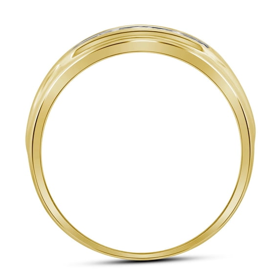 10K Yellow Gold Mens Round Diamond Wedding 5-Stone Band Ring 1/10 Cttw, Mens Size: 7-13
