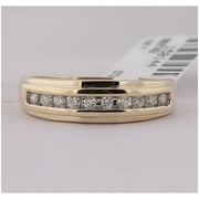 JEWELS BY LUX 10K Yellow Gold Mens Round Diamond Wedding Channel-Set Band Ring 1/5 Cttw, Mens Size: 7-13