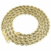 JFL DIAMONDS & TIMEPIECES 10K Yellow Gold Mens or Ladies Diamond Cut Rope Chain Necklace 5mm 16 Inches