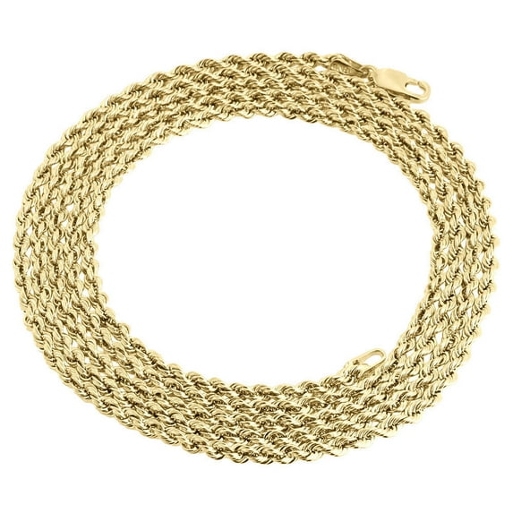 10K Yellow Gold Mens or Ladies Hollow Rope Chain Necklace 2mm 30 Inches