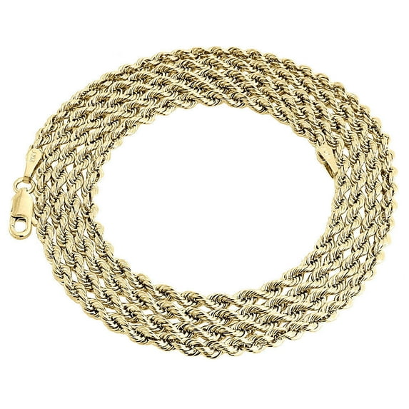 10K Yellow Gold Mens or Ladies Hollow Rope Chain Necklace 3mm 30" Inches