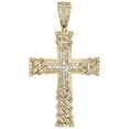 thumbnail image 1 of 10K Yellow Gold Miami Cuban Link Diamond Cross Pendant 1.95" Pave Charm 1.18 CT., 1 of 6