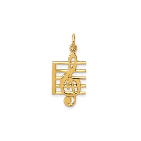 Gem & Harmony 10K Yellow Gold Musical Note Charm Pendant (NO CHAIN) for Women