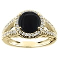 thumbnail image 1 of 10K Yellow Gold Natural Black Onyx Ring Round 8mm Diamond Accent, size 5, 1 of 4