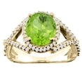 thumbnail image 1 of 10K Yellow Gold Natural Peridot Ring Oval 9x7mm Diamond Accent, size 8, 1 of 4
