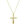 thumbnail image 1 of 10K Yellow Gold Natural Round-Cut Diamond Accent (I-J Color, I2-I3 Clarity) 3 Stone Cross Pendant 18, 1 of 4