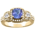 thumbnail image 1 of 10K Yellow Gold Natural Tanzanite Ring Cushion 6x6 mm Diamond Accent, size 5, 1 of 2