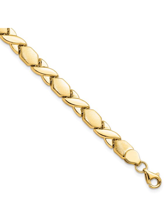 10K Yellow Gold Necklace Chain X/O Fancy Bracelet 7.25 inch 7 mm