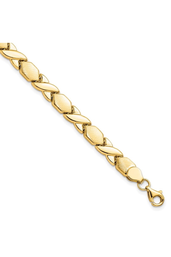 10K Yellow Gold Necklace Chain X/O Fancy Bracelet 7.25 inch 7 mm