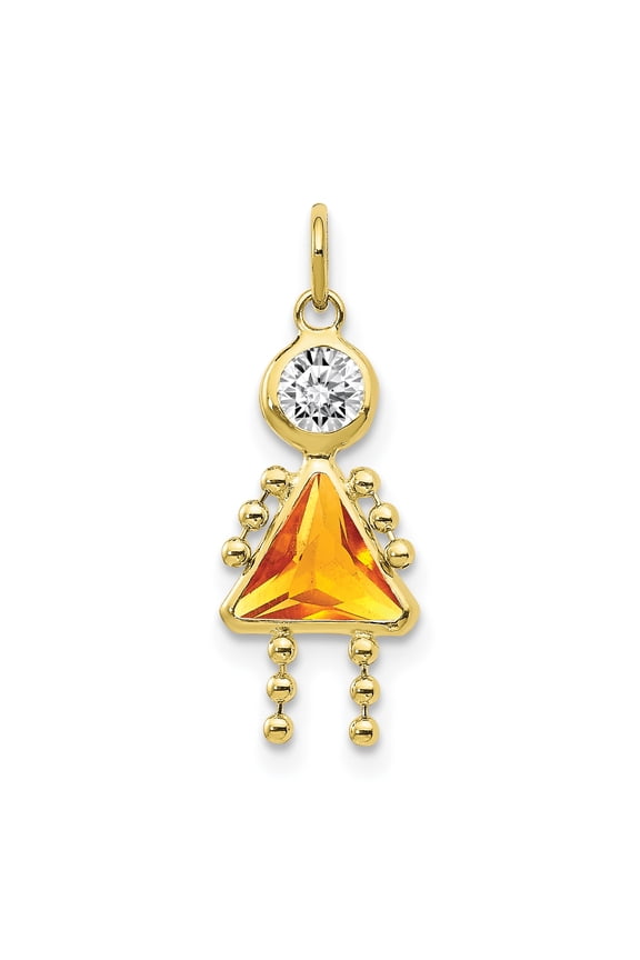 10K Yellow Gold November Girl Birthstone Charm