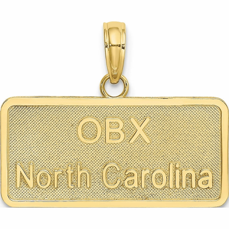 10K Yellow Gold Obx North Carolina License Plate Charm (17.8 X 23.35) Made  In United States -Jewelry By Sweet Pea 