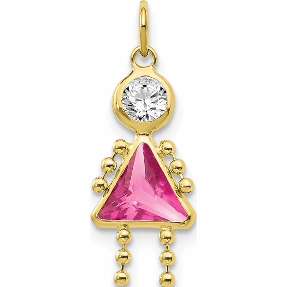 10K Yellow Gold October Girl Birthstone Charm (20 X 10) Made In United States 10xck174