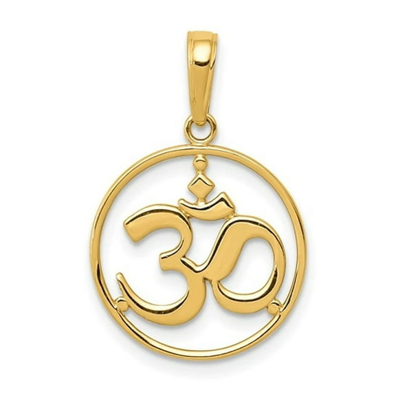 Gem & Harmony 10K Yellow Gold Om Symbol Charm Pendant (NO CHAIN Ohm) for Women