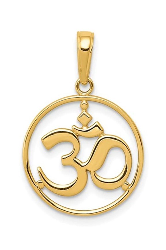 Gem & Harmony 10K Yellow Gold Om Symbol Charm Pendant (NO CHAIN Ohm) for Women