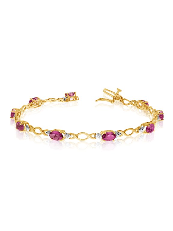 10K Yellow Gold Oval Ruby and Diamond Bracelet