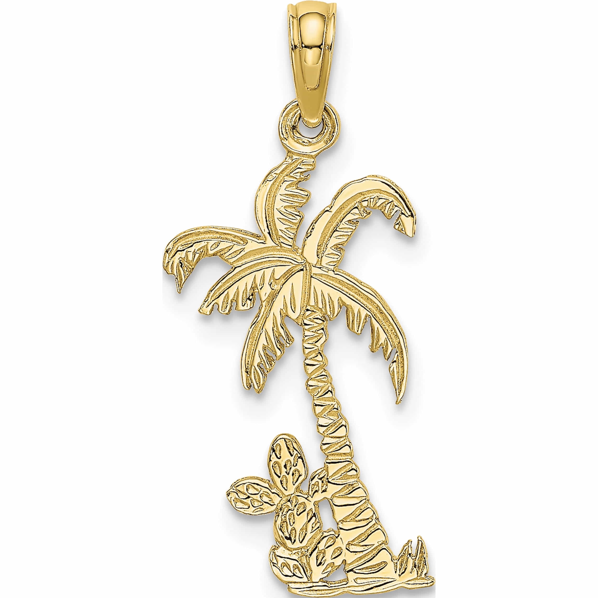 SWEET PEA JEWELLERY 10K Yellow Gold Palm Tree With Cactus Charm (20.1 X 11.5) Made In United States -Jewelry By Sweet Pea