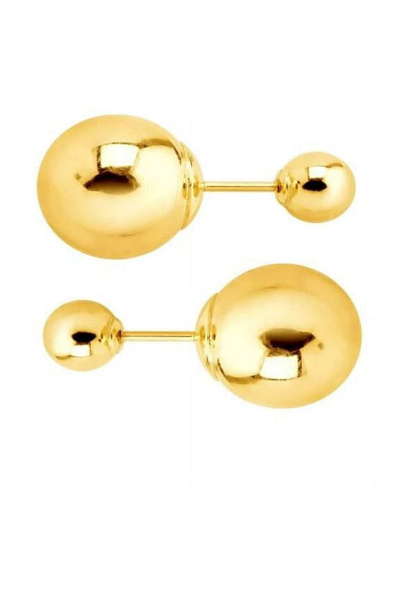 10K Yellow Gold Plated 10 mm Yellow Pearl Round Stud Earrings