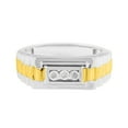 thumbnail image 1 of 10K Yellow Gold Plated .925 Sterling Silver Diamond Accent Miracle-Set 3 Stone Ridged Band Gentlemen's Fashion Ring (I-J Color, I2-I3 Clarity) - Size 11, 1 of 8