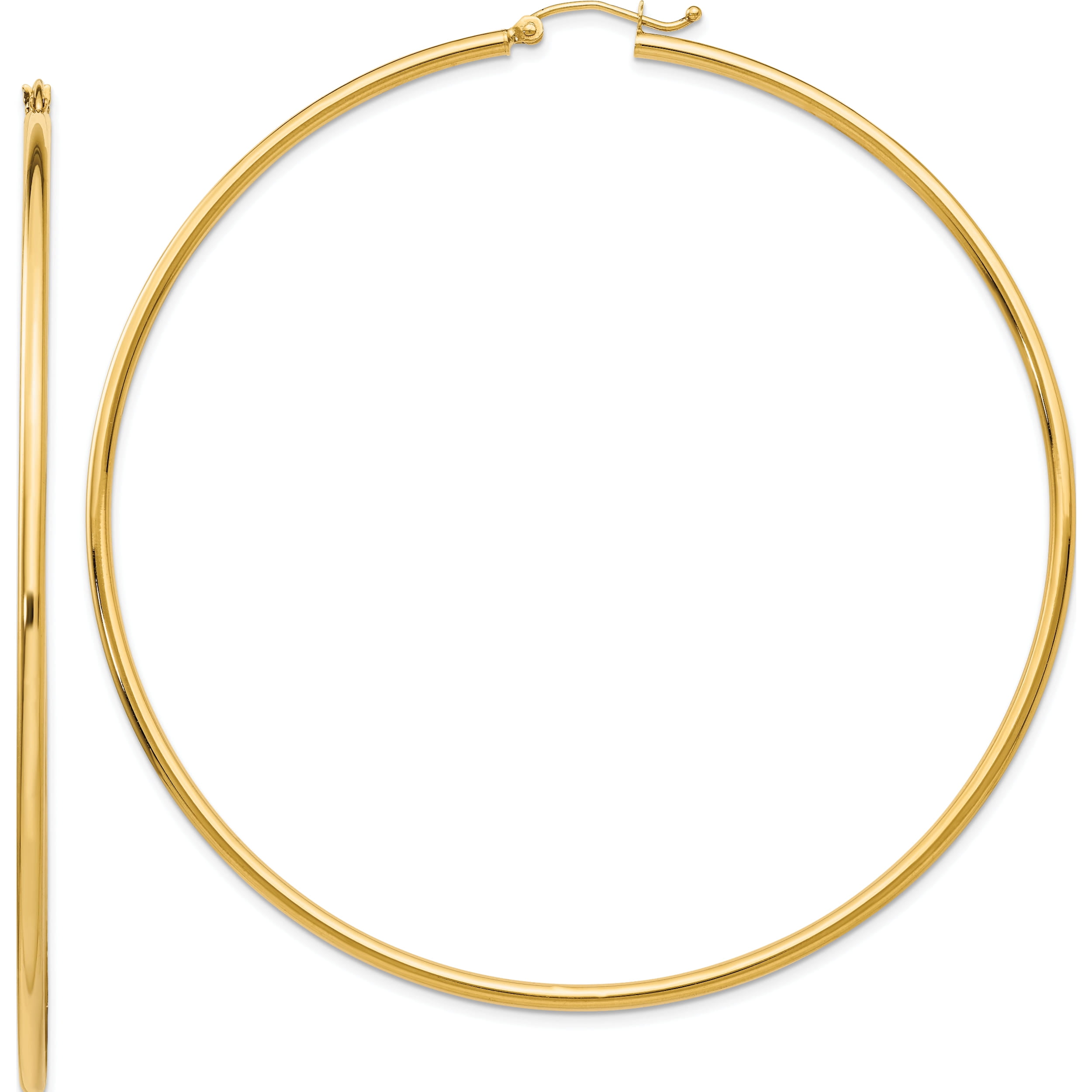 JEWELRY BY SWEET PEA 10K Yellow Gold Polished 2X75mm Lightweight Tube Hoop Earrings (Width 2) (Length 75) - Jbsp