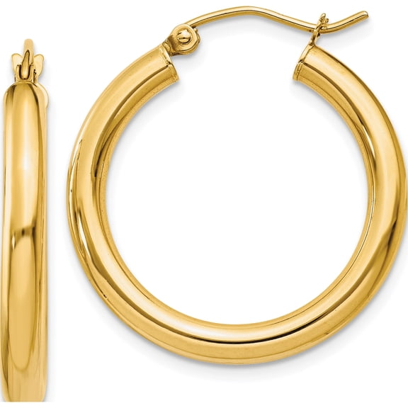 Jewelry by Sweet Pea 10K Yellow Gold Polished 3mm Lightweight Tube Hoop Earrings