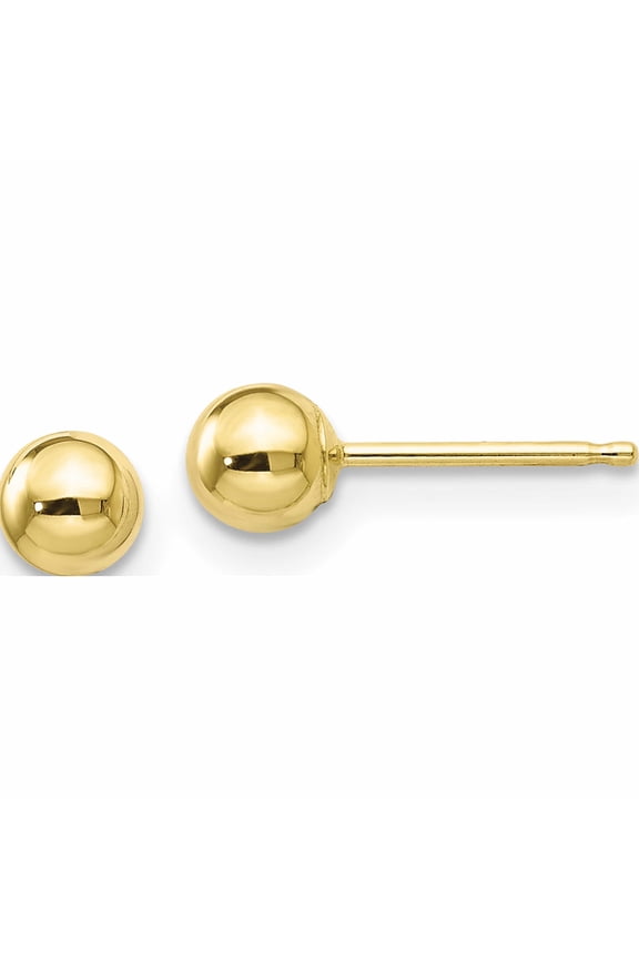 10K Yellow Gold Polished 4mm Ball Post Earrings