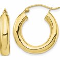 thumbnail image 1 of 10K Yellow Gold Polished 4mm Tube Hoop Earrings (21.38 X 19.82) Made In Peru 10t1163, 1 of 6