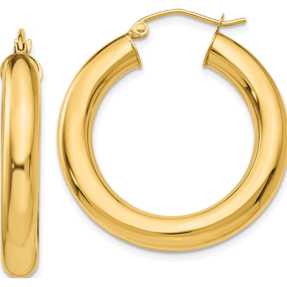 10K Yellow Gold Polished 5Mm Lightweight Hoop Earrings (Width 5) (Length 30) - Jbsp