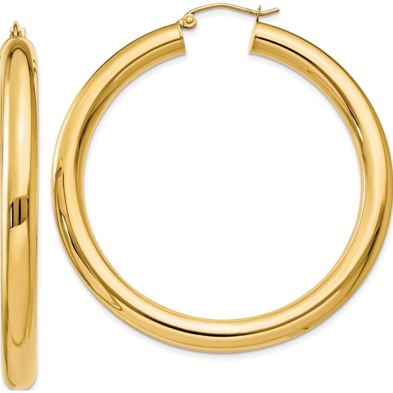 10K Yellow Gold Polished 5Mm Tube Hoop Earrings (Width 5) (Length 50) - Jbsp