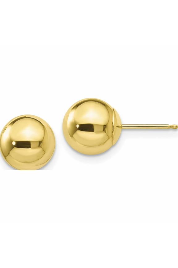 10K Yellow Gold Polished 8mm Ball Post Earrings (8 X 8) Made In United States 10x8mmg