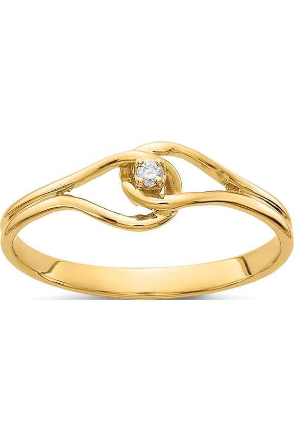 10K Yellow Gold Polished .02 carat AA Diamond Ring