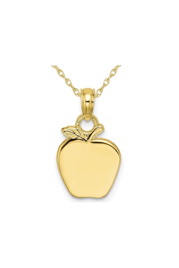 Gem & Harmony 10K Yellow Gold Polished Apple Charm Pendant Necklace with Chain for Women