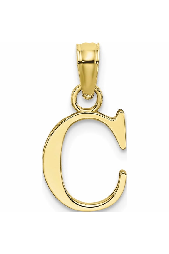 10K Yellow Gold Polished Block Initial C Charm