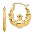 thumbnail image 1 of 10K Yellow Gold Polished Claddagh Hoop Earrings, 1 of 1